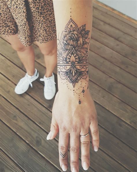 feminine mandala sleeve tattoo|mandala wrist tattoo female.